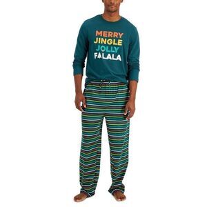 Family Pajama Men Set Pant T shirt Green Graphic Pullover Christmas NWT Size M